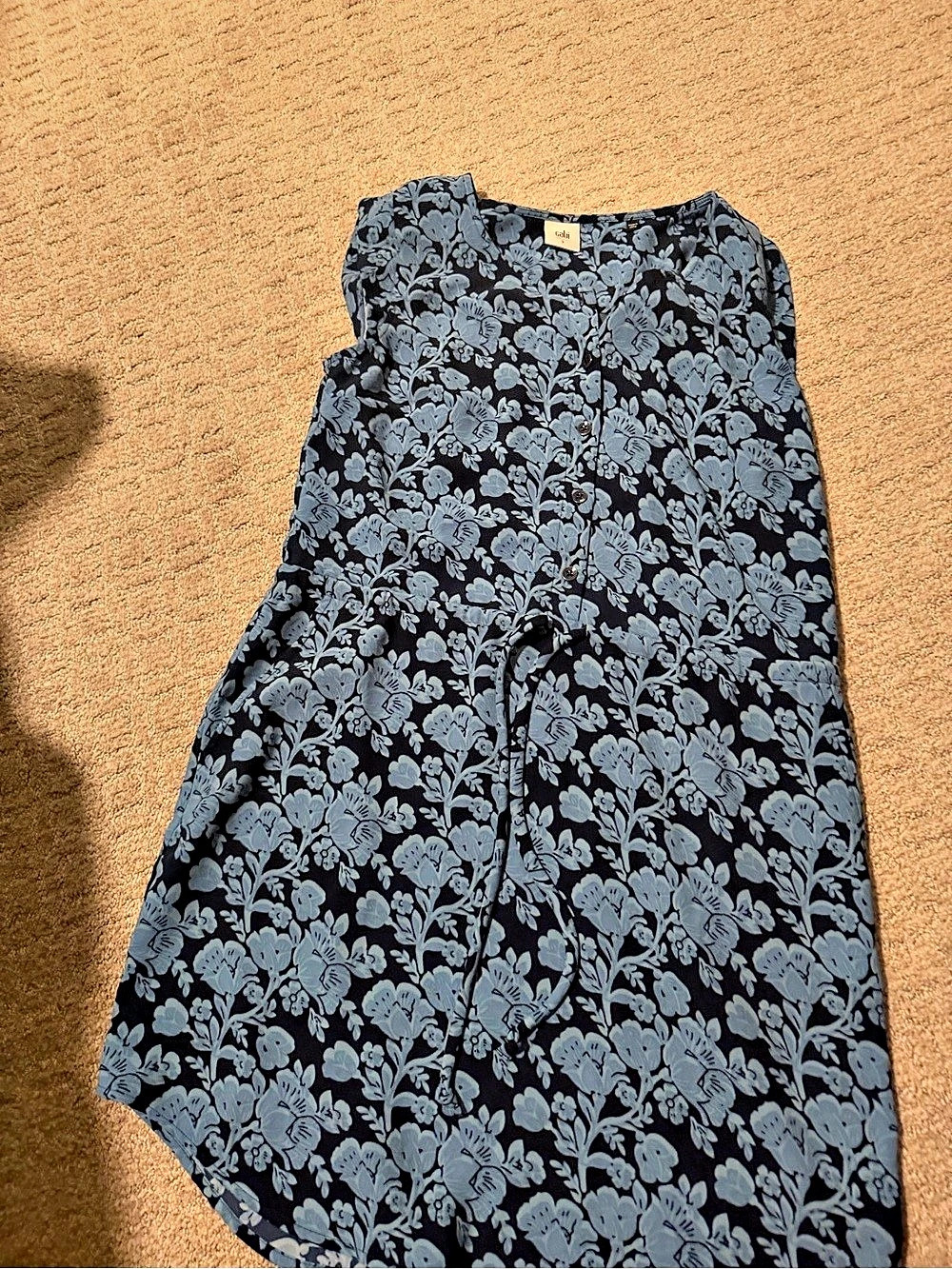 Cabi Java Dress Floral Mini in Blue & Black Small